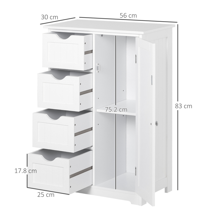  Mobila de Baie cu Usa Basculanta si Sertare Alb 56 x 30 x83cm [3]