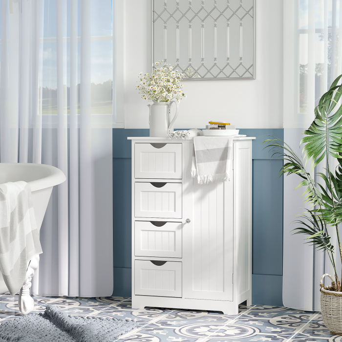  Mobila de Baie cu Usa Basculanta si Sertare Alb 56 x 30 x83cm [2]