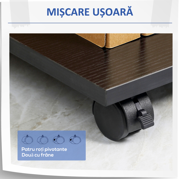  Mobila pentru Imprimanta din Lemn Negru cu 1 Sertar 2 Etajere Raft CPU [5]