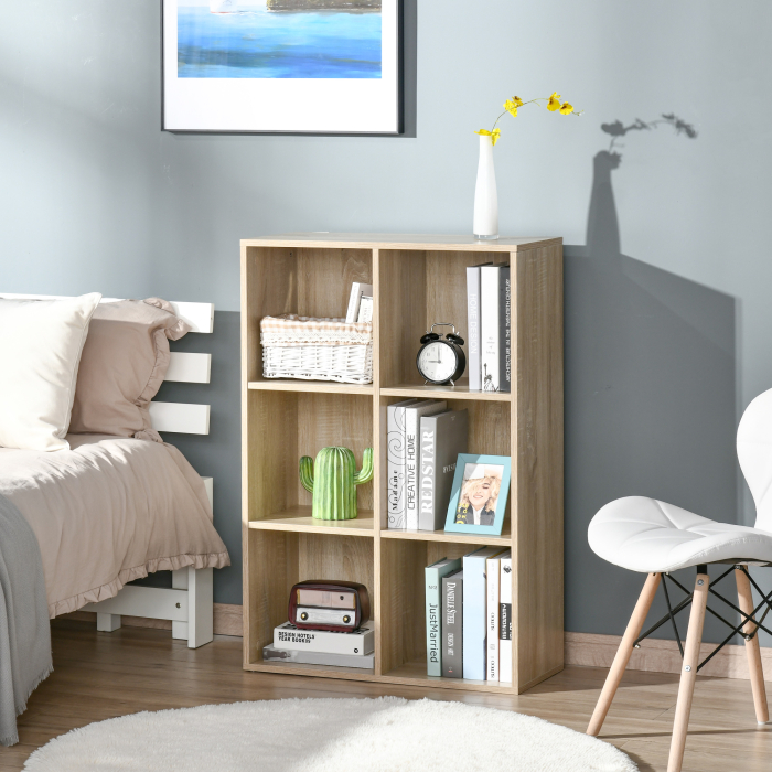  Mobile Libreria Moderno a 6 Cubi in Legno, 65.5x30x97.5 cm, color Rovere [2]