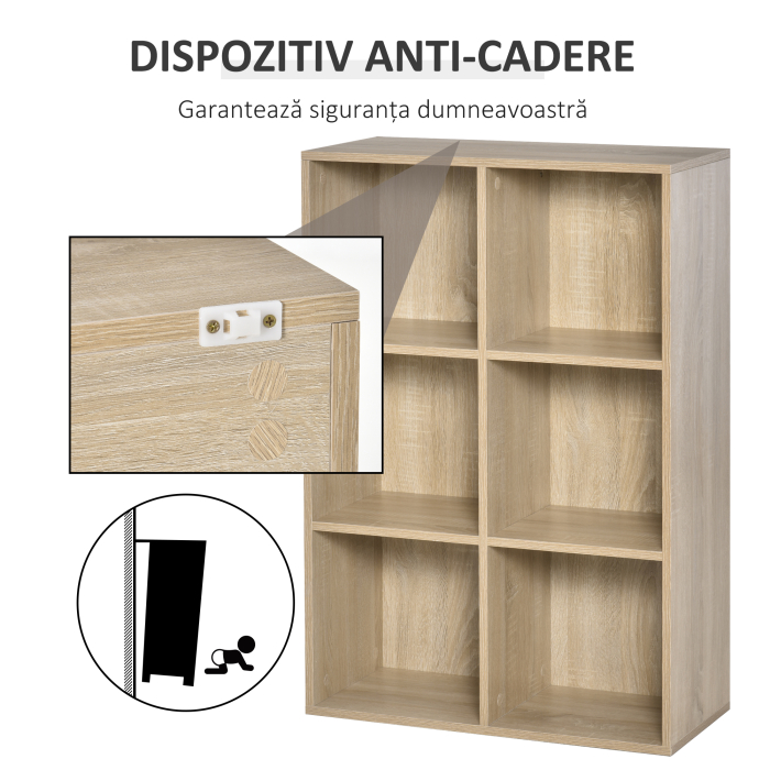  Mobile Libreria Moderno a 6 Cubi in Legno, 65.5x30x97.5 cm, color Rovere [6]