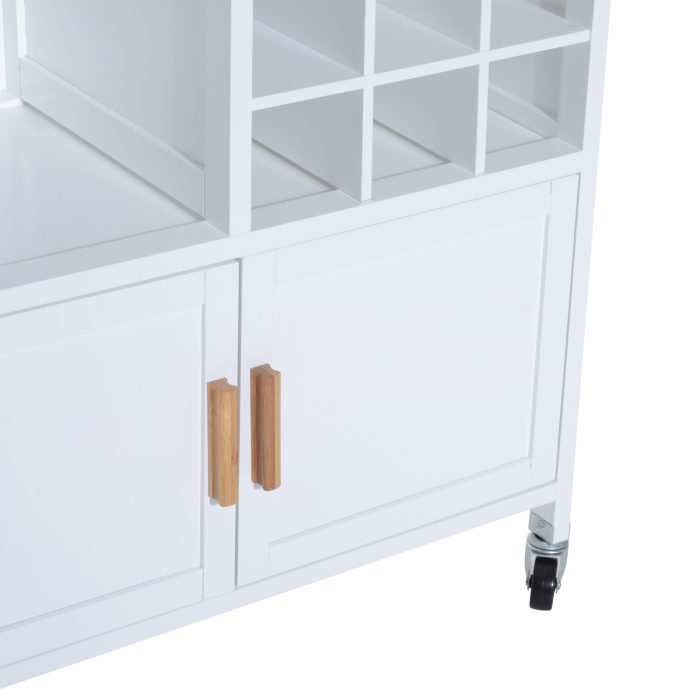  Mobiler de Bucatarie cu Roti, Suport de Pahare si Sticle din Bambus, 76x40x88cm [9]