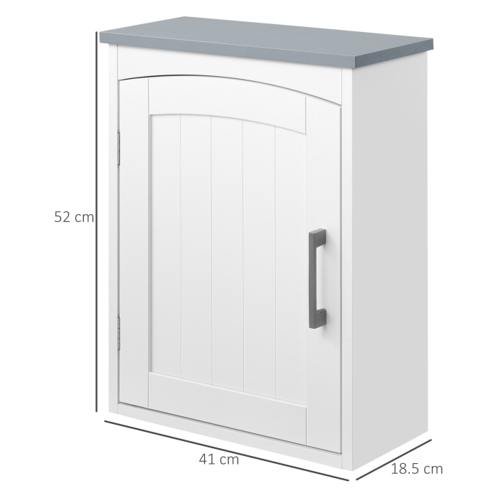  Mobilier Baie de Perete cu Polita Reglabila, 41x18,5x52 cm, Alb si Gri [3]