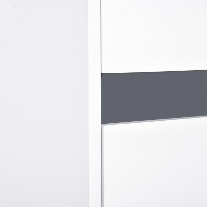  Mobilier baie tip coloana, 2 dulapuri + sertar central, alb, rafturi reglabile 35×31×172 cm [8]