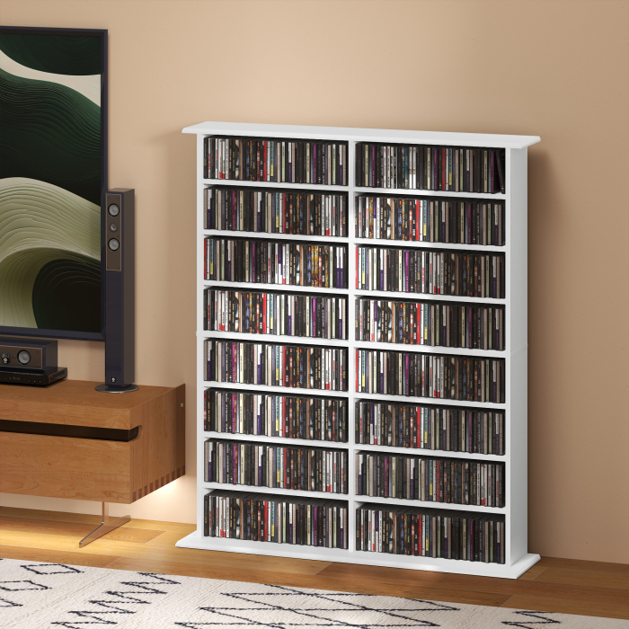  Mobilier Biblioteca cu 16 Rafturi pentru 720 CD-uri din Lemn 106.5x24x126.3 cm Negru [2]