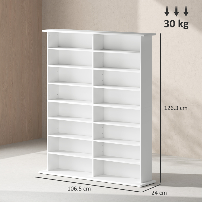  Mobilier Biblioteca cu 16 Rafturi pentru 720 CD-uri din Lemn 106.5x24x126.3 cm Negru [3]