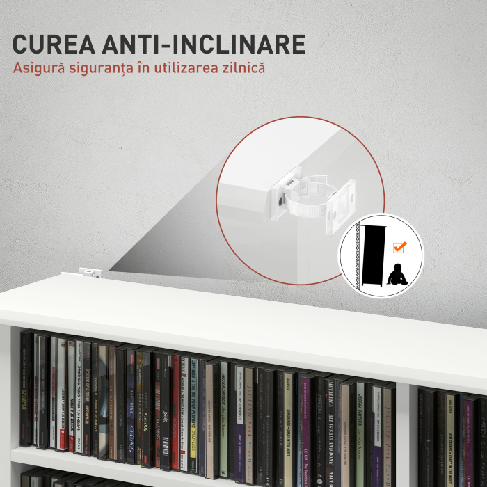  Mobilier Biblioteca cu 16 Rafturi pentru 720 CD-uri din Lemn 106.5x24x126.3 cm Negru [6]