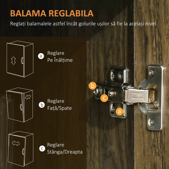Mobilier Bucatarie Multifunctional  cu 4 Roti, Dulapior si Etajera pentru Microunde, 60,4x40,3x97cm - Lemn [7]