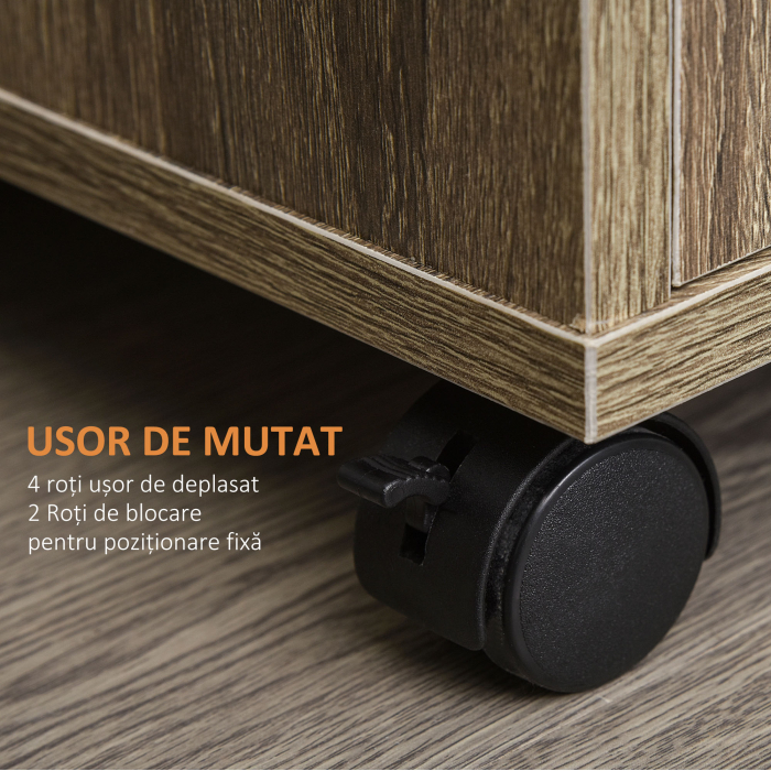 Mobilier Bucatarie Multifunctional  cu 4 Roti, Dulapior si Etajera pentru Microunde, 60,4x40,3x97cm - Lemn [6]