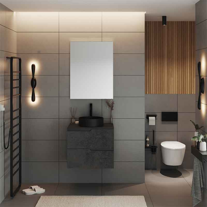 Mobilier cu blat Fluminia Bari 60, blat 2cm inclus, 2 sertare soft close, urban grey [3]