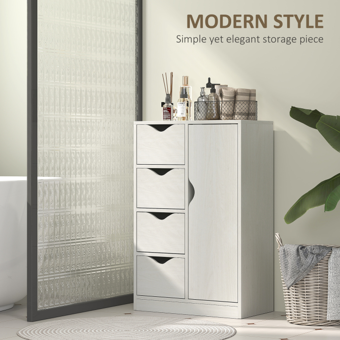  Mobilier Dulap Baie cu 4 Sertare si 2 Niveluri, Modern si Practic pentru Baie, 54x29x83 cm, Alb [4]