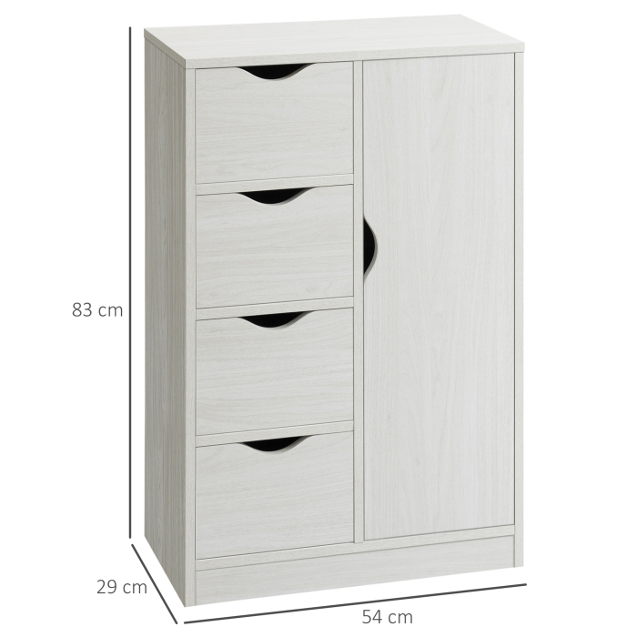  Mobilier Dulap Baie cu 4 Sertare si 2 Niveluri, Modern si Practic pentru Baie, 54x29x83 cm, Alb [3]