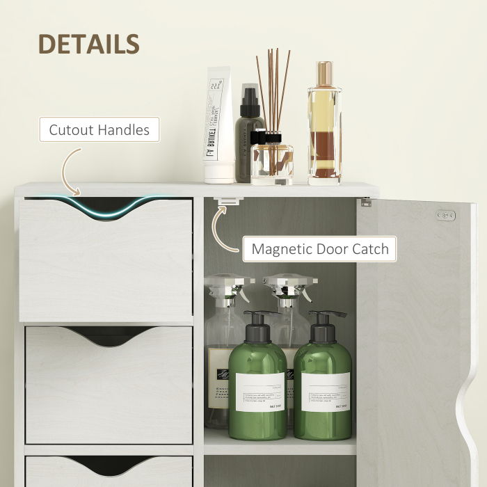  Mobilier Dulap Baie cu 4 Sertare si 2 Niveluri, Modern si Practic pentru Baie, 54x29x83 cm, Alb [6]