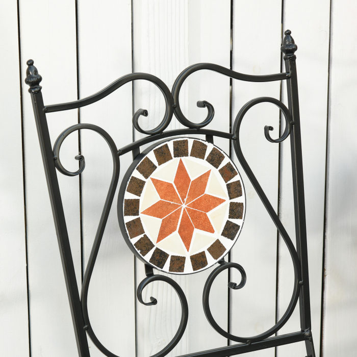  Mobilier Gradina 3 Piese - 2 Scaune & Masa Mozaic Metalica [7]