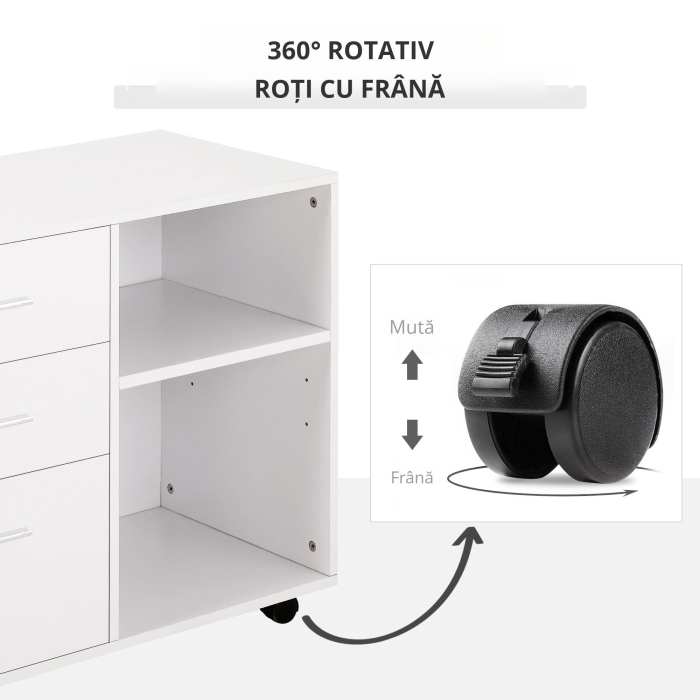  Mobilier Imprimanta - Alb, cu Sertare, Rafturi si Roti [4]