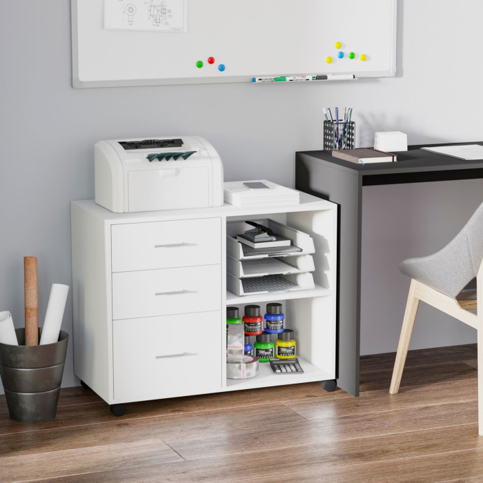  Mobilier Imprimanta - Alb, cu Sertare, Rafturi si Roti [2]