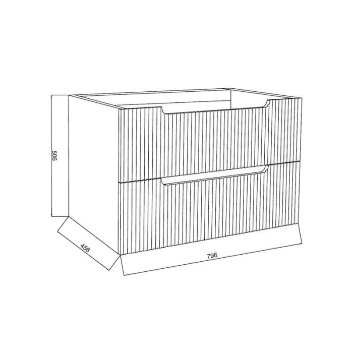 Mobilier lavoar pe blat Fluminia Malta, finisaj riflat, 80cm, 2 sertare soft close, Rovere Oro [3]