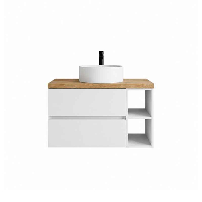 Mobilier lavoar suspendat Fluminia Genova 60, modular, 2 sertare soft close, alb lucios [10]