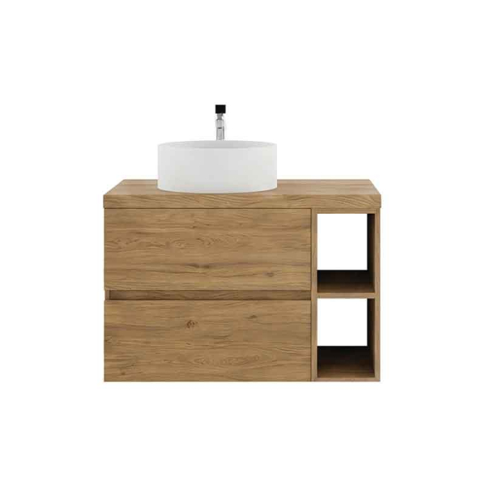Mobilier lavoar suspendat Fluminia Genova 60, modular, 2 sertare soft close, Rovere Naturale [2]