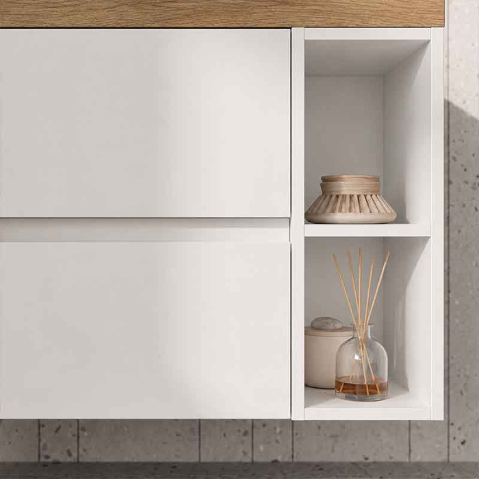 Mobilier lavoar suspendat Fluminia Genova 80, modular, 2 sertare soft close, alb lucios [7]