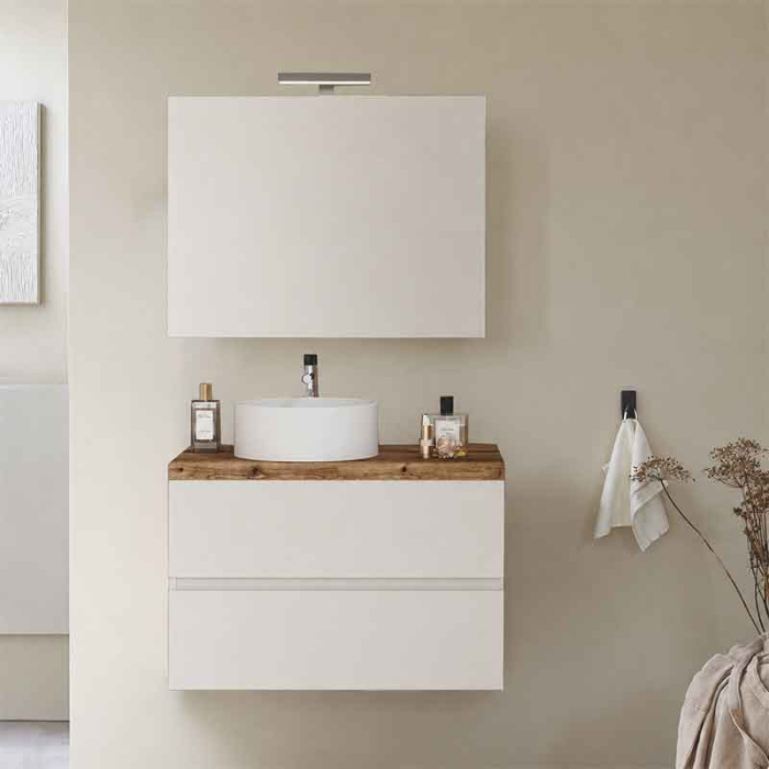 Mobilier lavoar suspendat Fluminia Genova 80, modular, 2 sertare soft close, alb lucios [4]