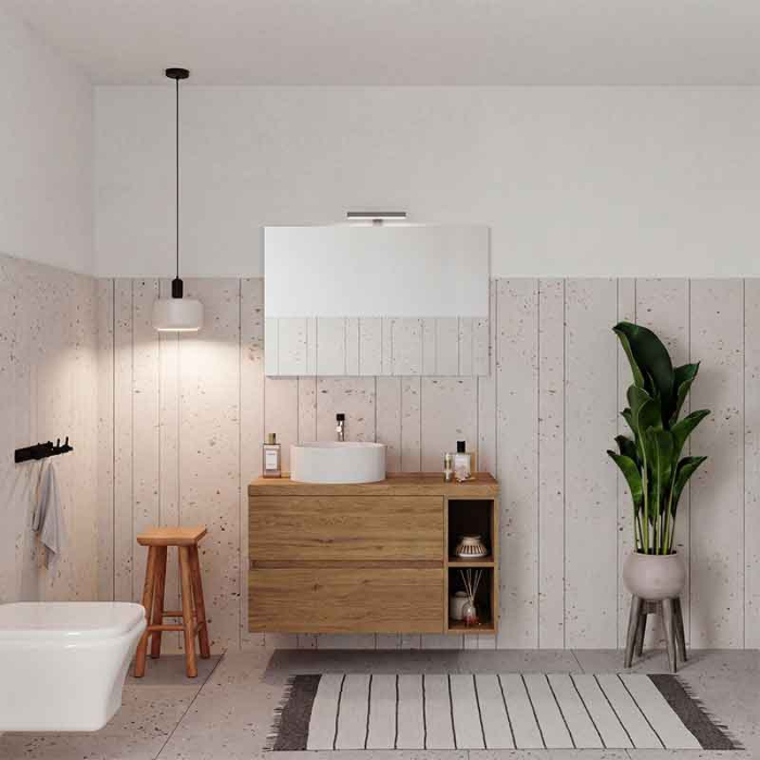Mobilier lavoar suspendat Fluminia Genova 80, modular, 2 sertare soft close, Rovere Natural [6]