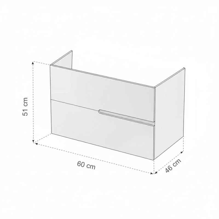 Mobilier lavoar suspendat Fluminia Toledo 60, 2 sertare soft close, manere decupate, alb lucios [3]