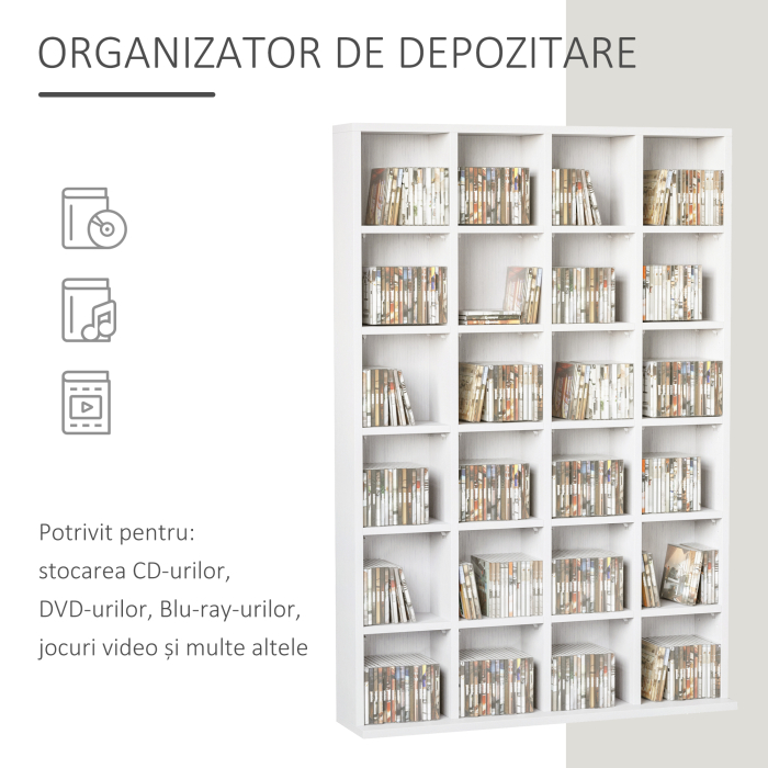  Mobilier Librerie in Lemn 24 Compartimente, Alb, 130.5x89x20cm [4]