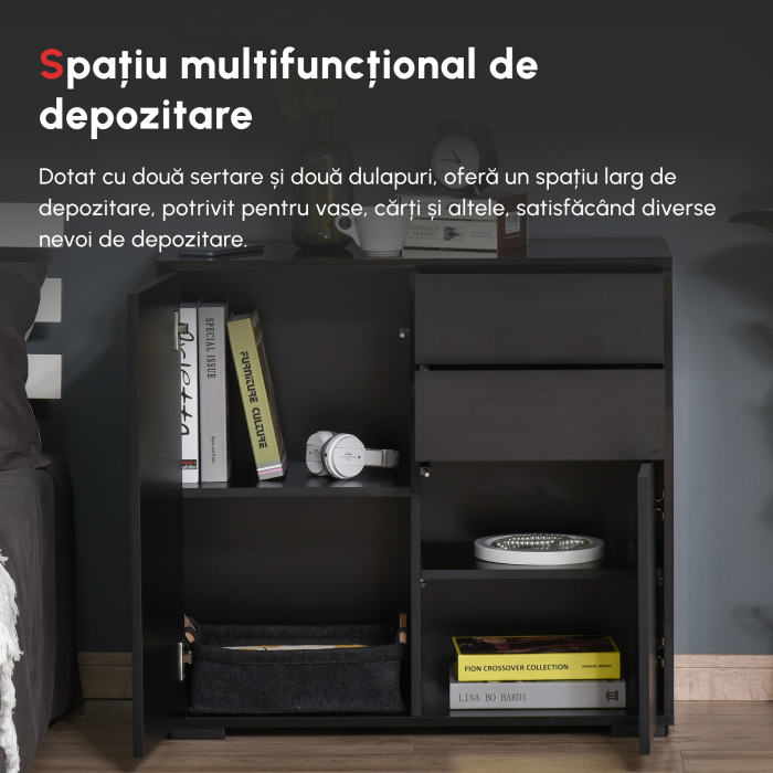  Mobilier Multiuz 79×36×74 cm - Alb cu Sertare si Dulapuri Push [4]
