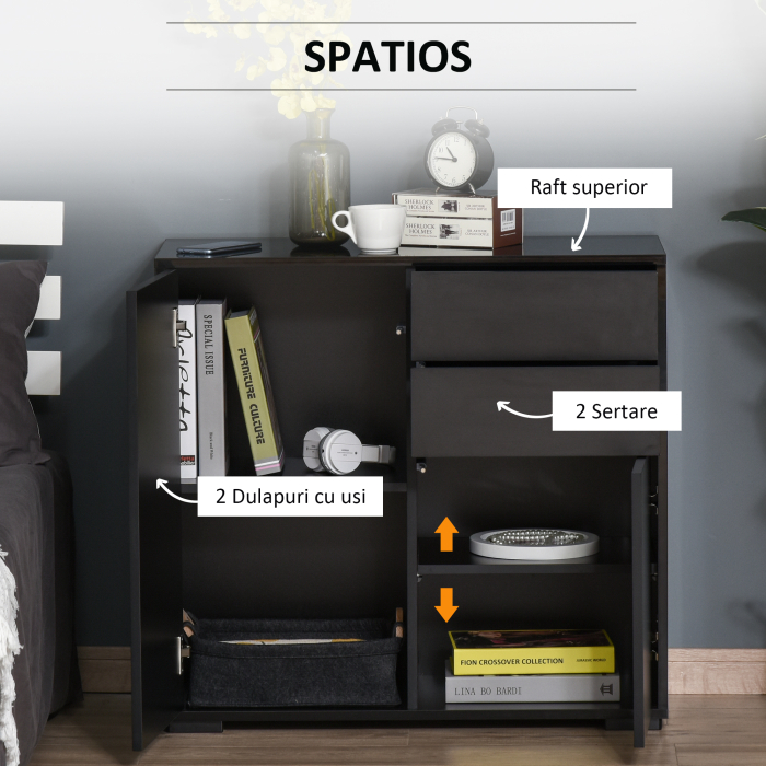  Mobilier Multiuz 79×36×74 cm - Alb cu Sertare si Dulapuri Push [5]