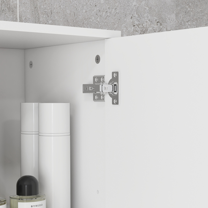  Mobilier pentru Baie cu 1 Sertar 3 Rafturi Ajustabile si 2 Dulapuri, 30x30x180 cm, Alb Lucios [9]