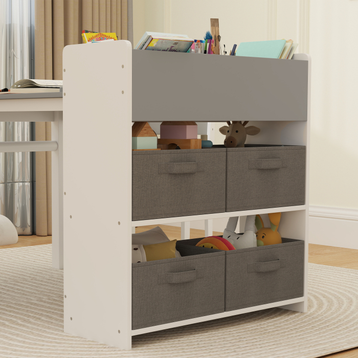  Mobilier pentru Copii 3-8 Ani cu 2 Scaune si Masa Gri si Alb [8]