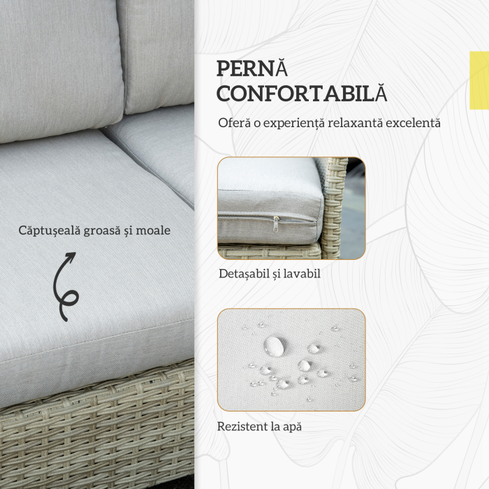 Mobilier pentru gradina 7 bucati, modular cu masuta, fotoliu, fotoliu de colt si 2 canapele din ratan PE cu perne, bej [6]