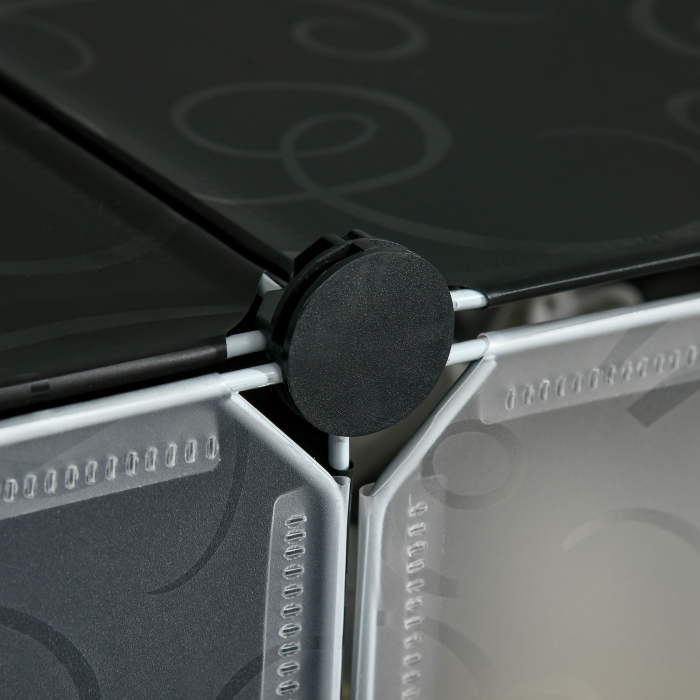  Mobilier pentru incaltaminte modular, 12 cuburi 45x35x16cm din plastic PP si otel, negru si alb [7]