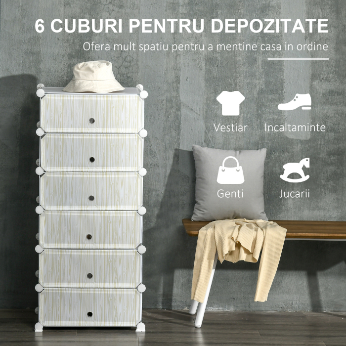  Mobilier pentru incaltaminte modular, 6 cuburi 45x35x17cm din plastic PP si otel, alb [4]