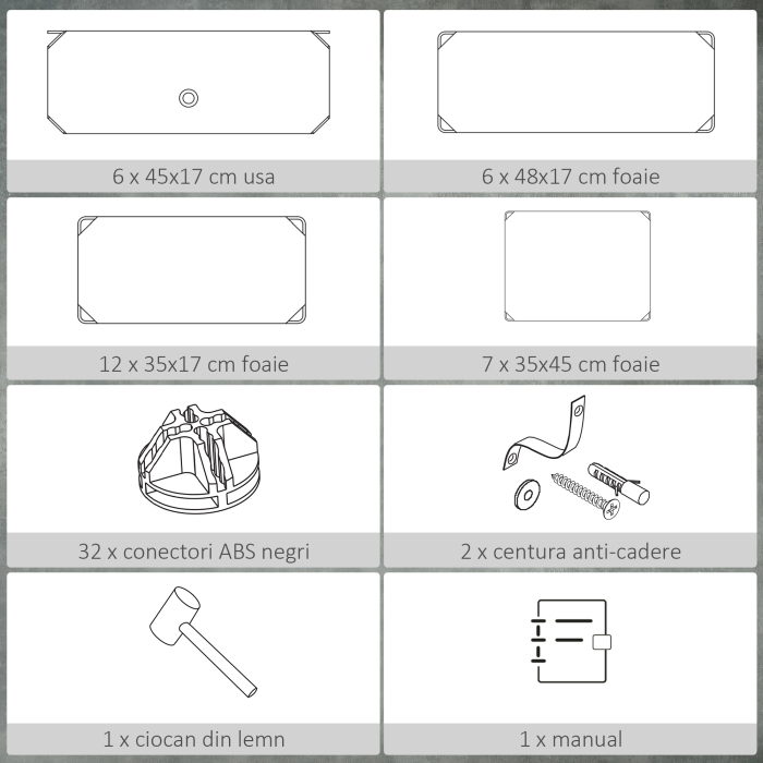  Mobilier pentru incaltaminte modular, 6 cuburi 45x35x17cm din plastic PP si otel, alb [8]