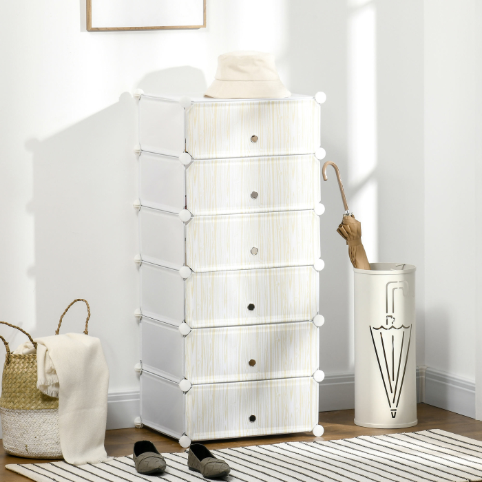  Mobilier pentru incaltaminte modular, 6 cuburi 45x35x17cm din plastic PP si otel, alb [2]