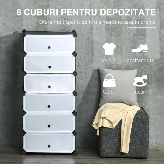  Mobilier pentru incaltaminte modular, 6 cuburi 49x36.5x108 cm din plastic PP si otel, Negru [4]