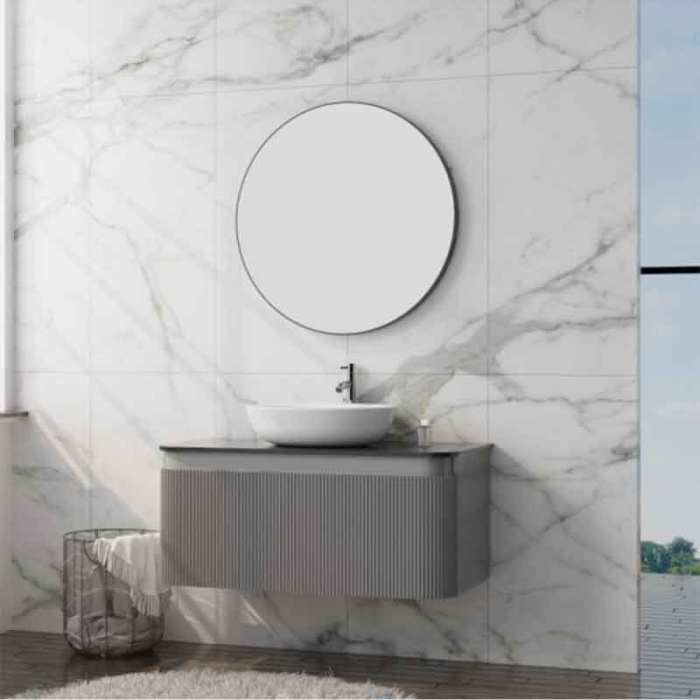 Mobilier pentru lavoar, Spectrum, Milena 100, riflat, gri mat [3]