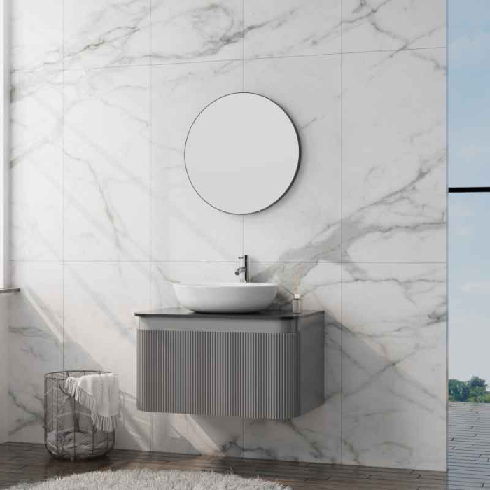 Mobilier pentru lavoar, Spectrum, Milena 80, riflat, gri mat [3]