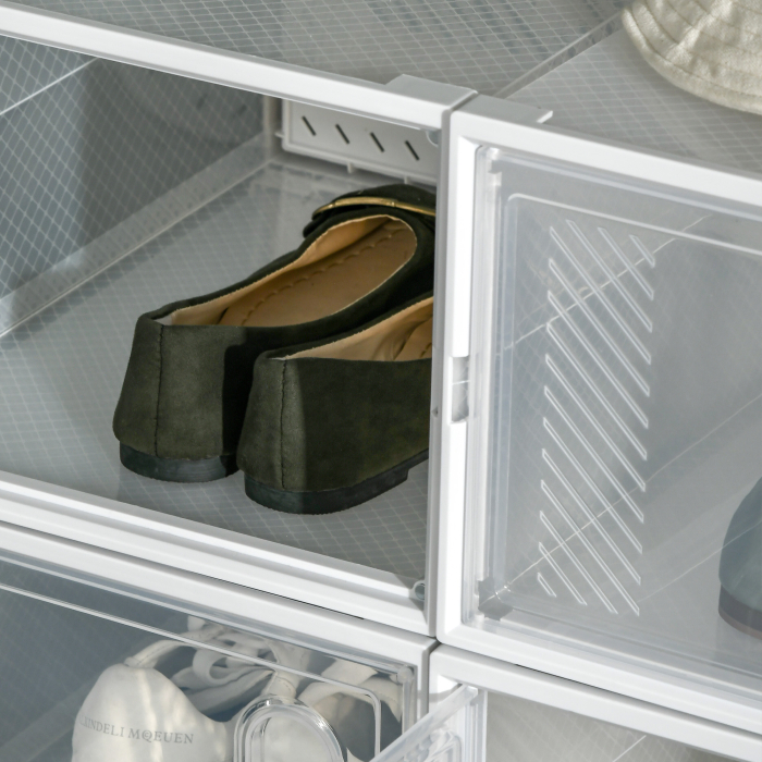  Mobilier pentru organizarea incaltamintei cu gauri de ventilare, 8 cuburi, 28x36x21cm din Plastic PP, Alb si transparent [9]