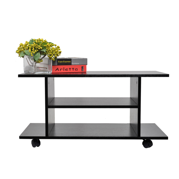  Mobilier Pentru Tv in Lemn cu Roti, Negru,40x40x80cm [8]
