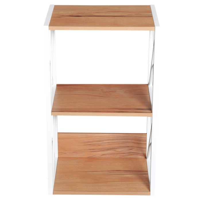  Mobilier Rastel Librarie 3 Rafturi cu Schelet in Otel Alb si Rafturi in Lemn 40x35x72.5cm [9]