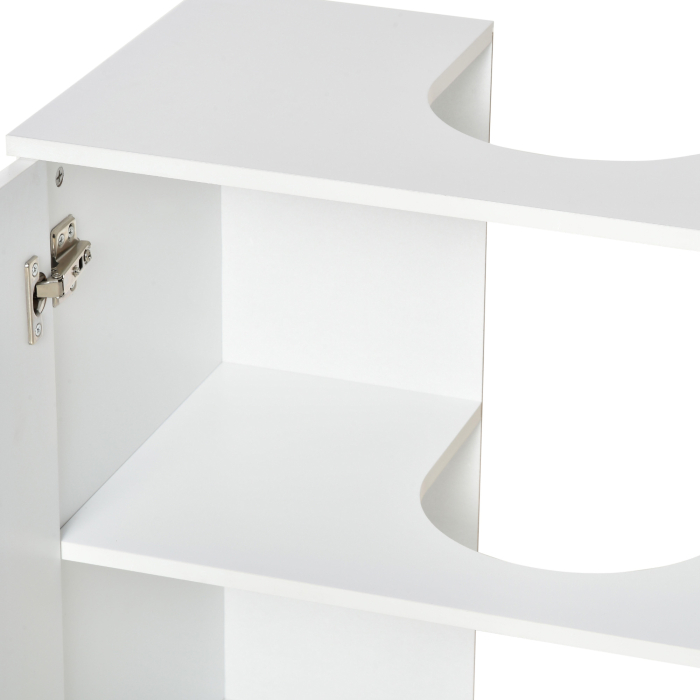  Mobilier Sub Chiuveta Baie, Mobilier Baie Sub Chiuveta cu Usi din MDF si Bambus, 60x30x60,5cm, Alb [8]