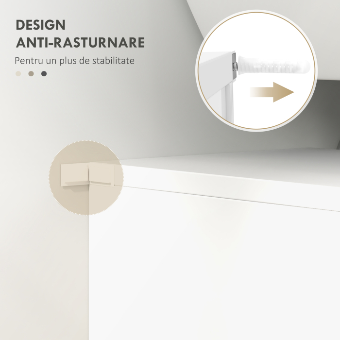  Mobilier subchiuveta pentru Baie cu 2 Usi, Dulapior cu Economisire de spatiu pentru Chiuveta din Lemn cu Polita Reglabila, Alb [6]