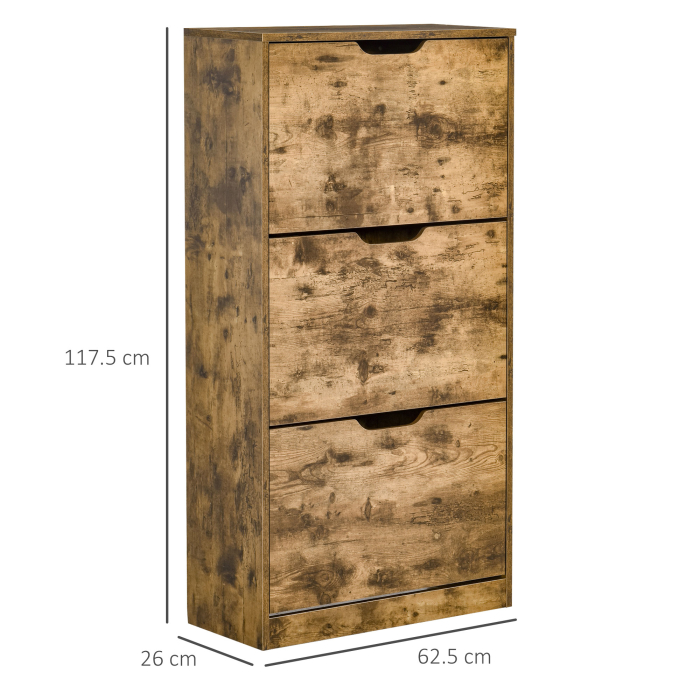  Mobilier Suport pentru Pantofi 3 Usi cu Polite Reglabile pentru 12-18 Pantofi Maro [3]