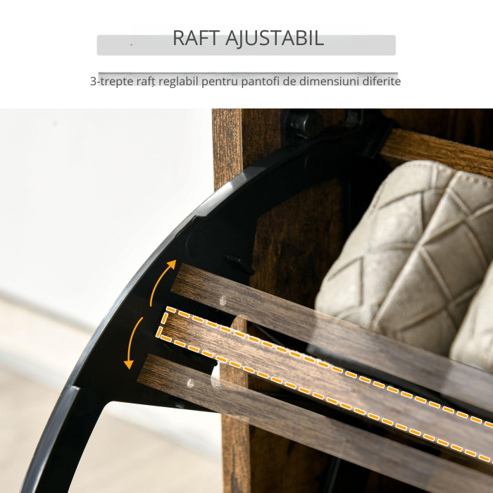  Mobilier Suport pentru Pantofi 3 Usi cu Polite Reglabile pentru 12-18 Pantofi Maro [7]