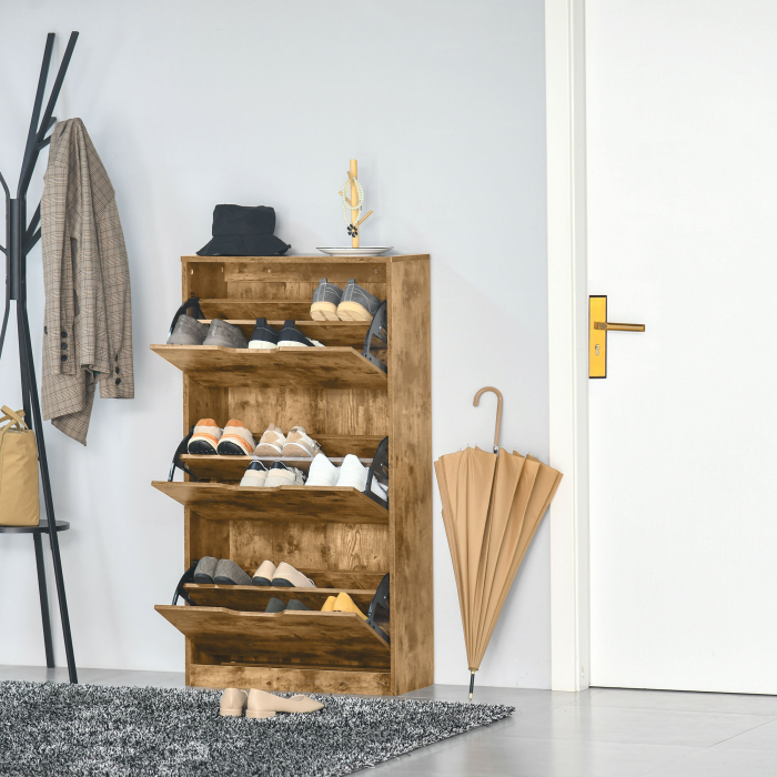  Mobilier Suport pentru Pantofi 3 Usi cu Polite Reglabile pentru 12-18 Pantofi Maro [6]