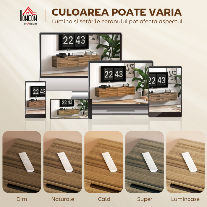  Mobilier Suport TV Suspendat pana la 65" cu 3 Dulapuri in Stil Industrial, Maro Rustic [7]