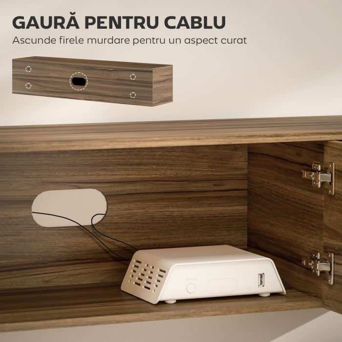  Mobilier Suport TV Suspendat pana la 65" cu 3 Dulapuri in Stil Industrial, Maro Rustic [6]